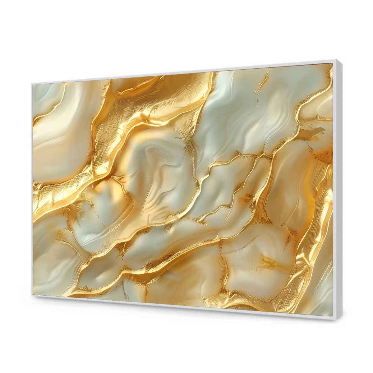 Quadro Decorativo Abstrato Ouro e Branco Luxuoso